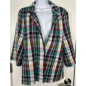 Anthropologie Rosetta Plaid‎ Crop Jacket- Womens Size Medium